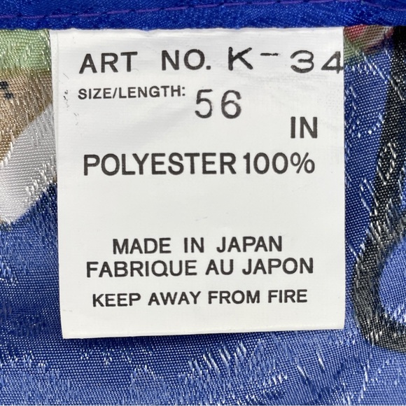 Vintage Juguemm Japanese Geisha & Cherry Blossoms Print Kimono Robe - Blue - Picture 12 of 13